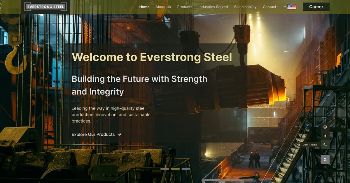 Everstrong Steel business website image